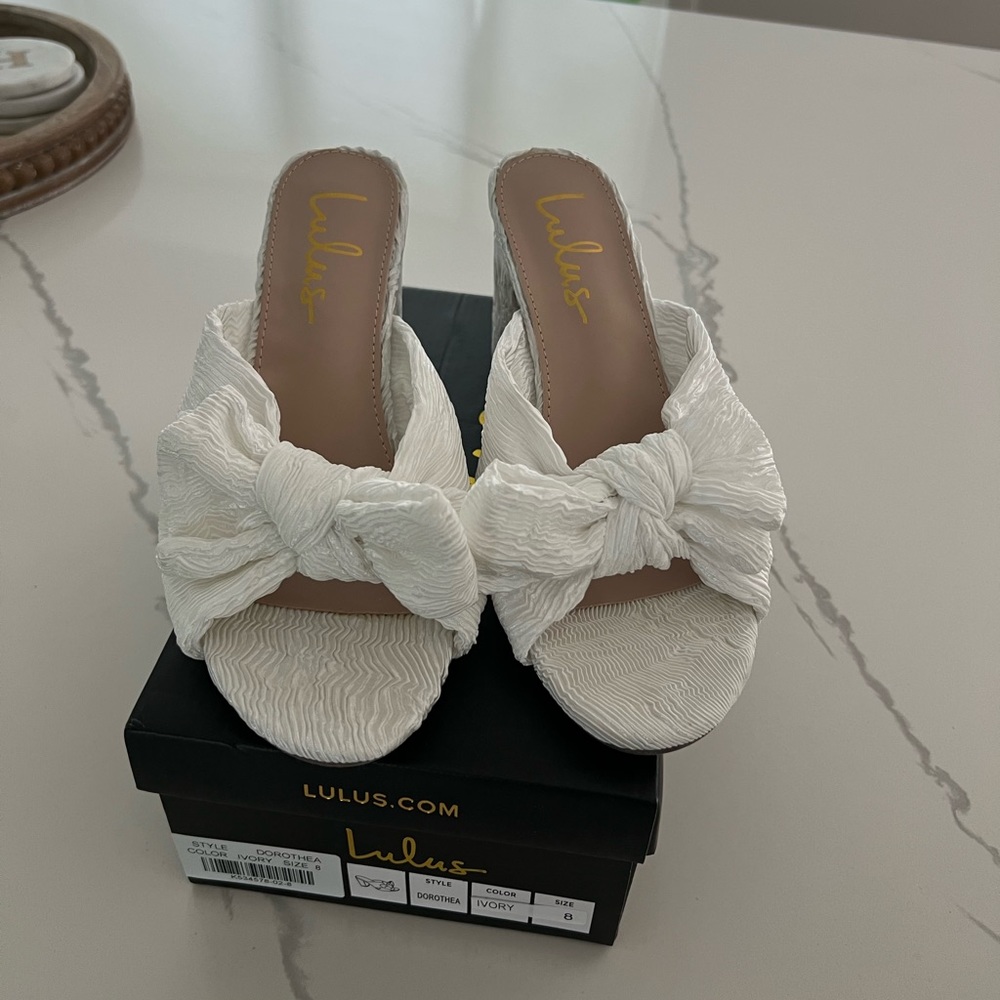 Lulu’s Dorothea Ivory Knotted High Heel Sandals